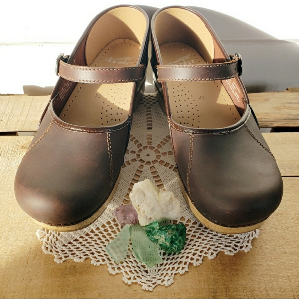 Chocolate Honey Dansko Pro Clogs Marcelle Mary Jane Straps Buckles Cottage Boho♡ - Picture 8 of 12